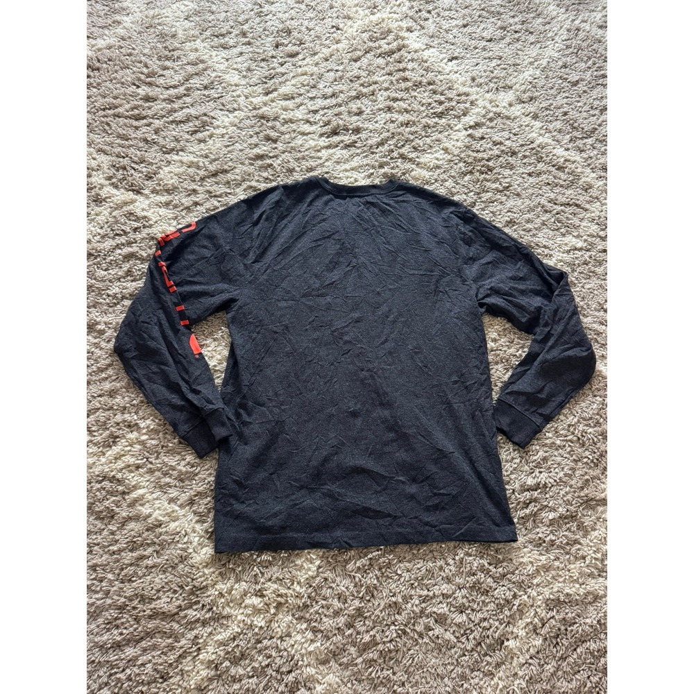 Carhartt Mens Long Sleeve Graphic T-Shirt Charcoal Gray Orange Logo Large
